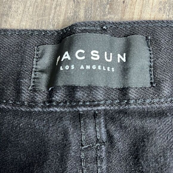 Pacsun mens Distressed Busted Knees Black Stretch Denim Skinny Jeans 32x32 - Picture 7 of 10